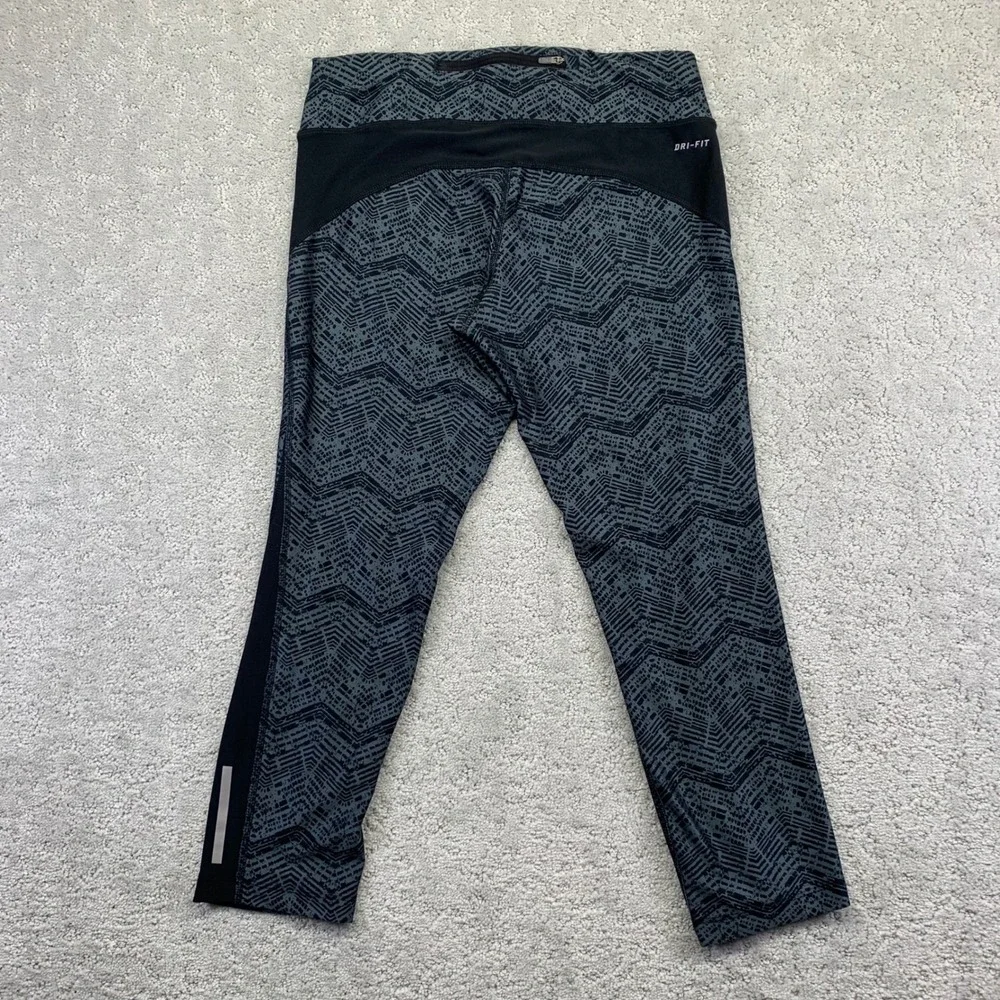 Nike Dri Fit Running Crop Leggings Womens Medium Geometric‎ Athletic Pants